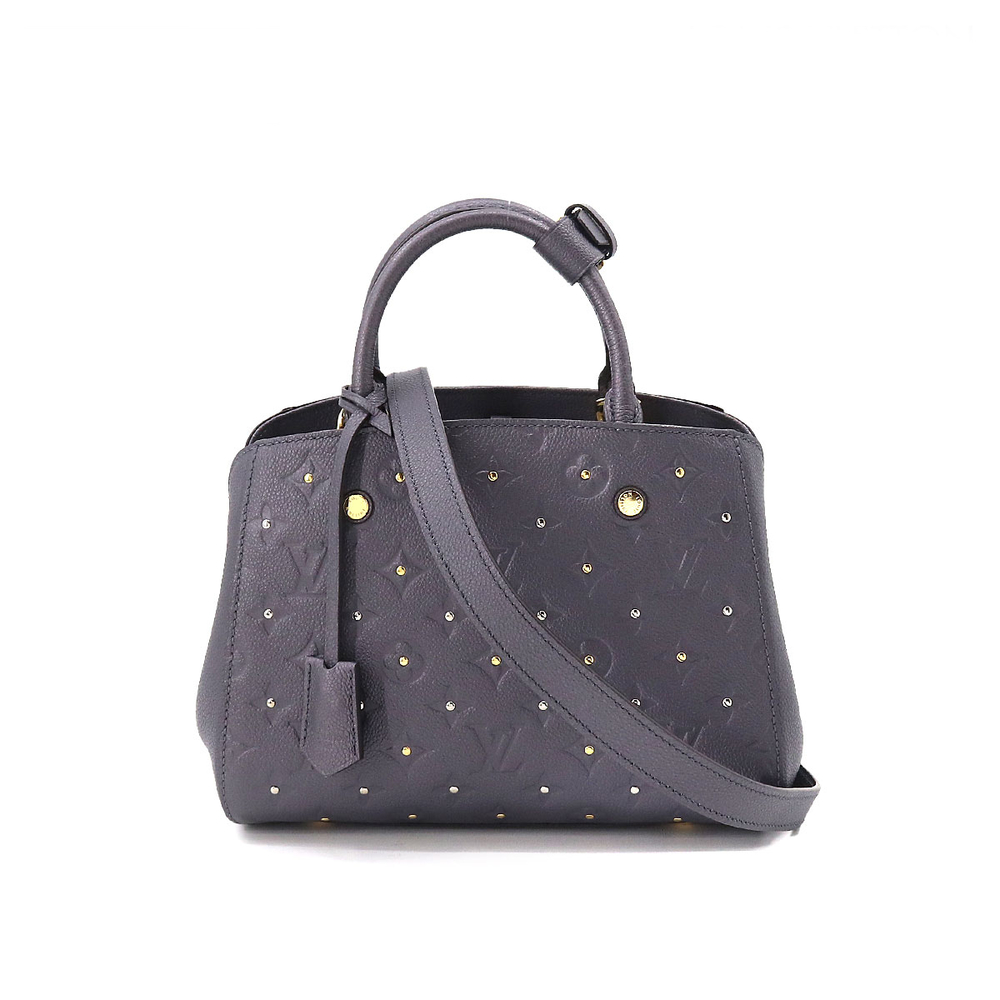 Louis Vuitton Emplant Montaigne BB Shoulder Bag Leather Silver Studs Black